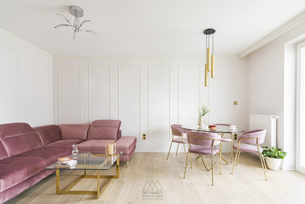 projekt salonu w stylu glamour